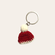 Handmade Key chain - Christmas Hat Red
