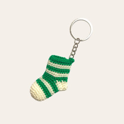 Handmade Key chain - Christmas Socks Green