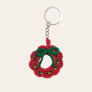 Handmade Key chain - Christmas Design Red