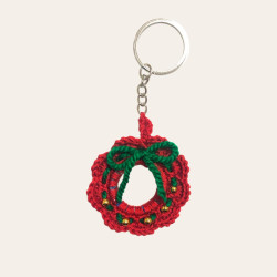 Handmade Key chain - Christmas Design Red